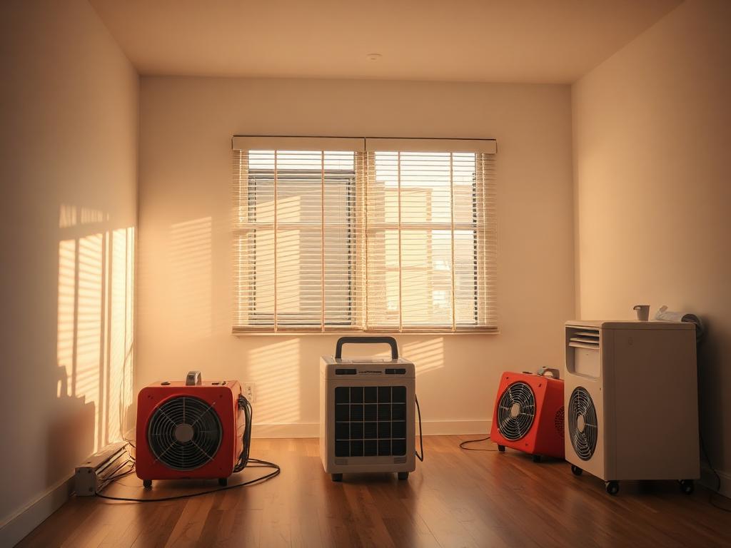 Containment barrier and air scrubber set up in a residential hallway
