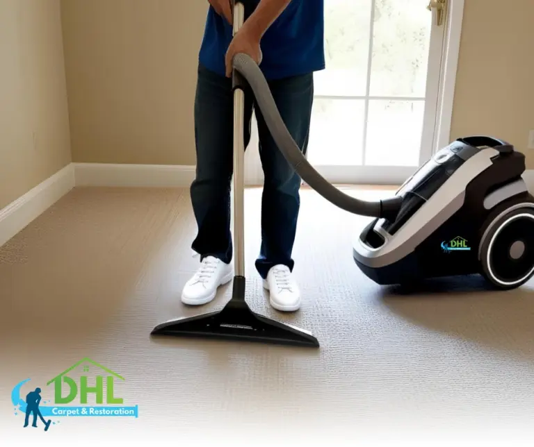 "Individual using a commercial-grade carpet cleaner on residential flooring, illustrating the cost and value of deep home carpet cleaning services."